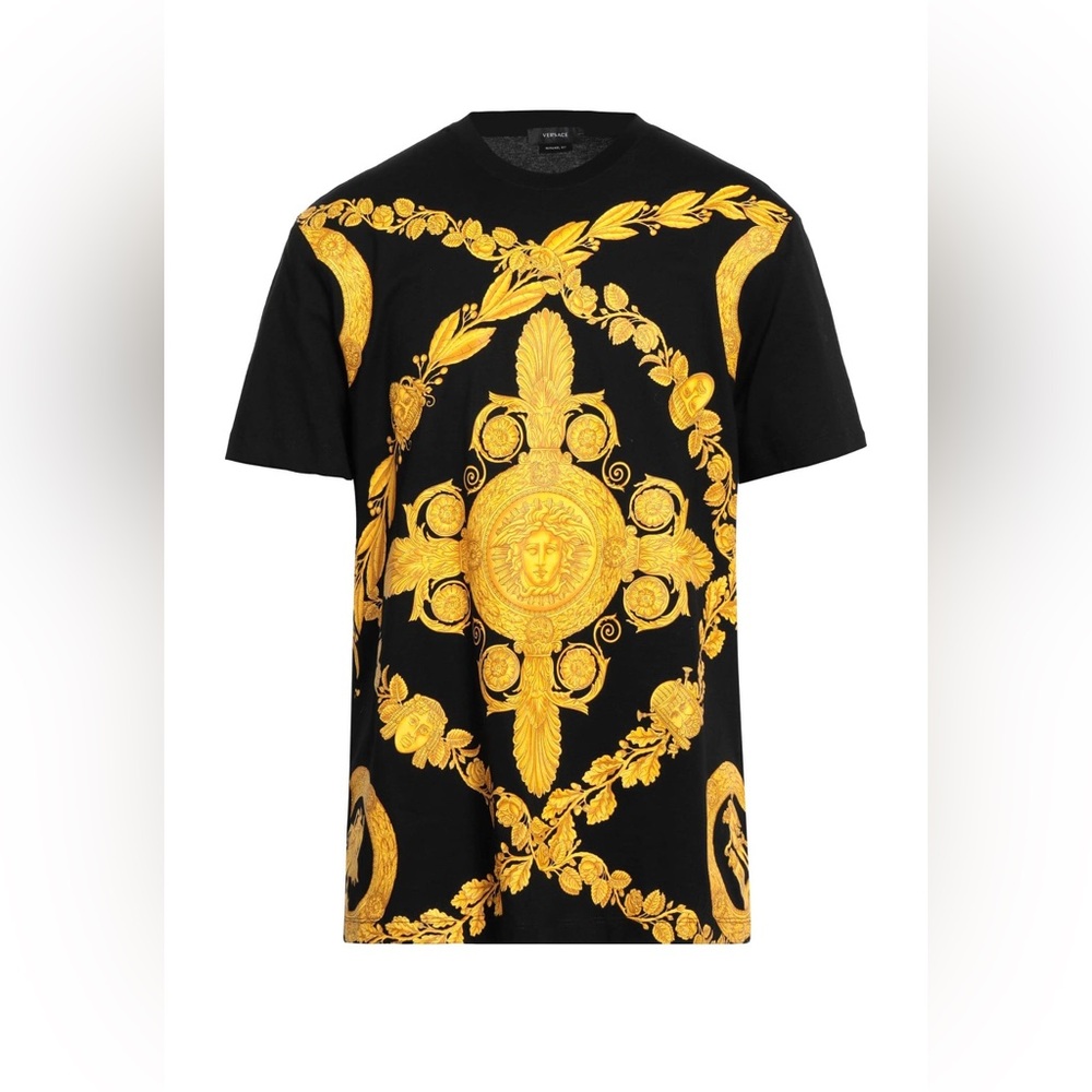 NWT $794 Versace Gold &  Black Baroque Tee